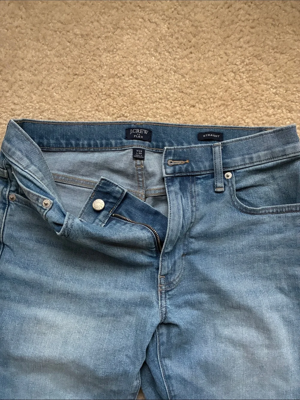 J. Crew Flex Straight Fit 29x30 Men's Jeans in Mid Blue Wash
